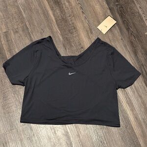 Nike Black Cropped Short Sleeve Top